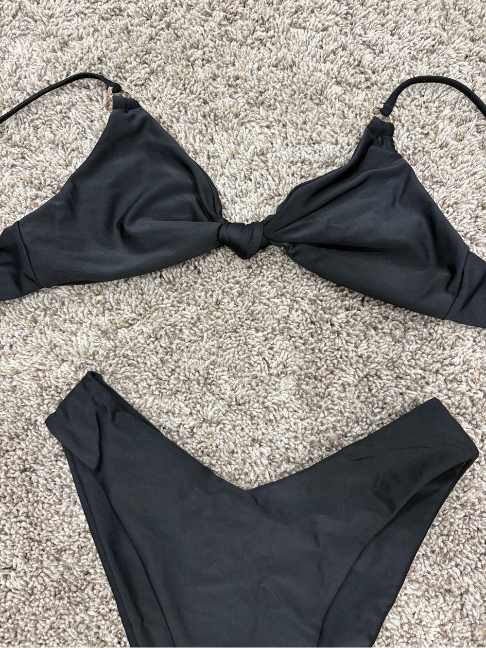 Black Women's Two-Piece Knot Bikini Top and High-Cut Bottom